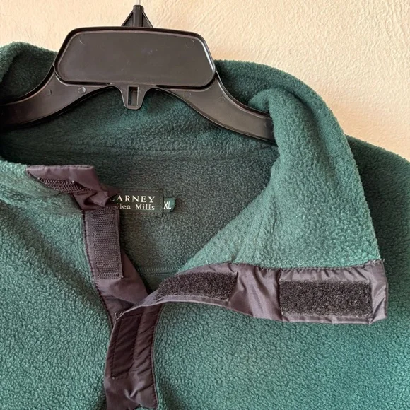 Blarney Woollen Mills Hunter Green Mens Fleece Pullover Shirt - Picture 3 of 6